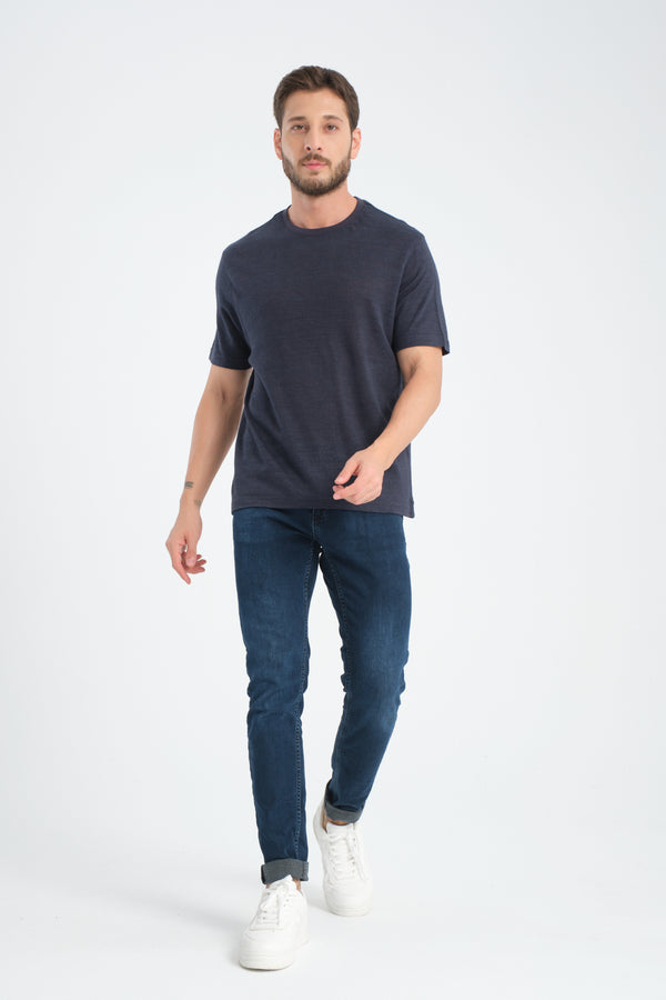 T-shirt Hombre Lino Azul