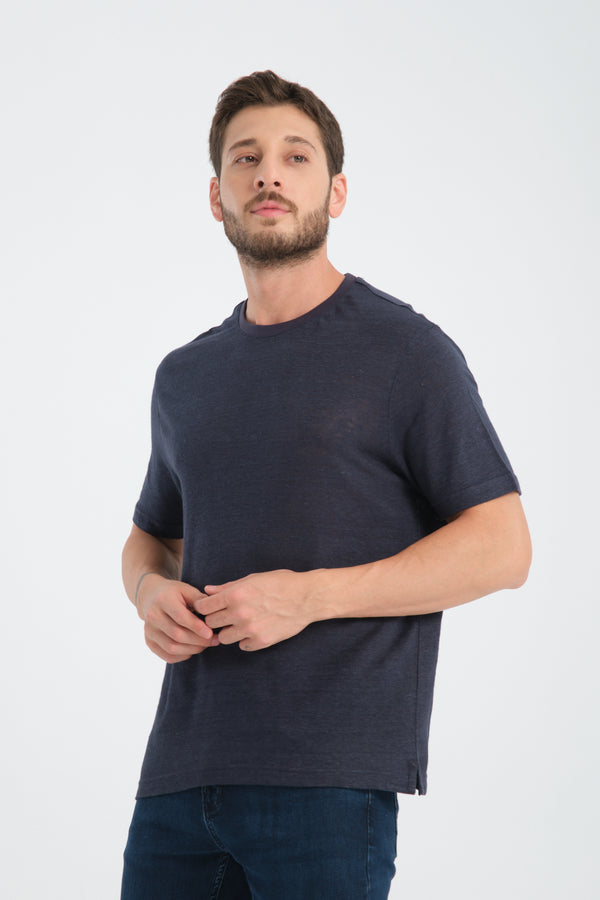T-shirt Hombre Lino Azul