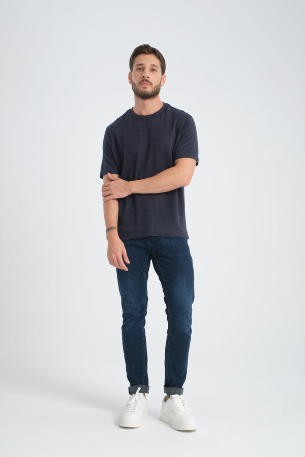 T-shirt Hombre Lino Azul
