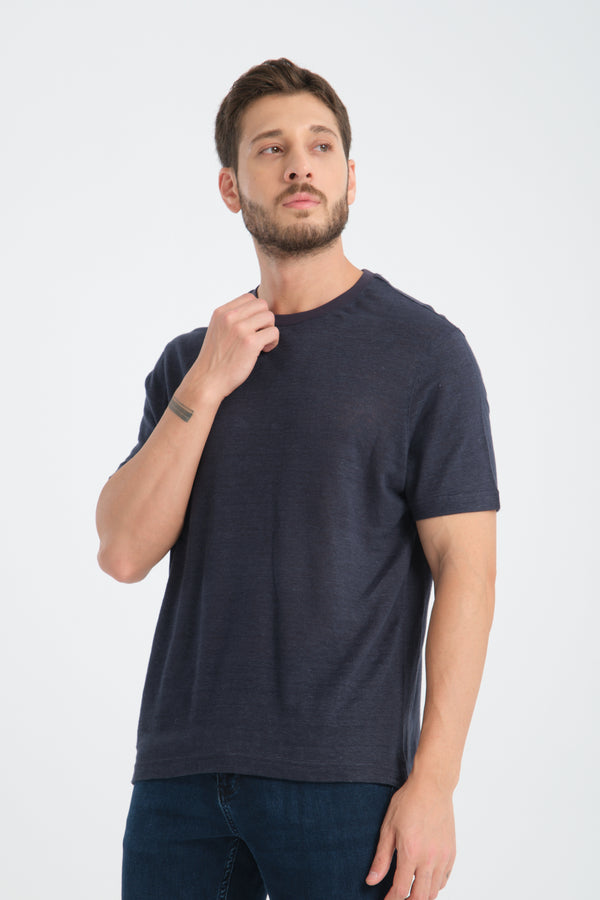 T-shirt Hombre Lino Azul