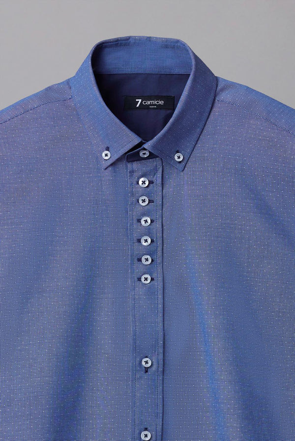 Camisa Hombre Donatello Iconic Jacquard Azul Blanco
