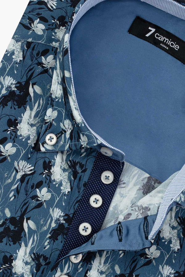 Camicia Uomo Donatello Iconic Popelin Blu Bianco