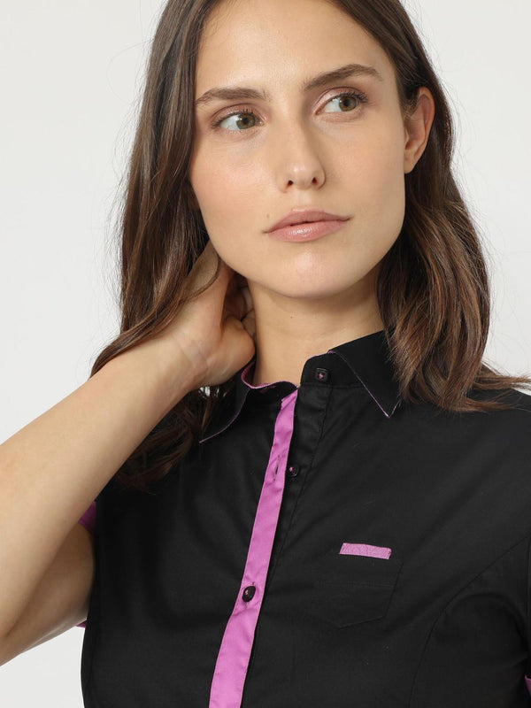 Giulietta Iconic Poplin Stretch Women Shirt Short Sleeve Black