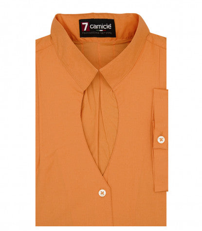 Lucrezia Iconic Cotton Women Shirt Short Sleeve Orange