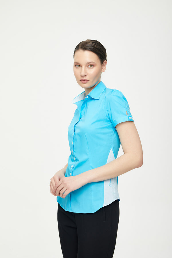 Giulietta Iconic Damen Hemd Kurzarm Poplin Stretch Hellblau