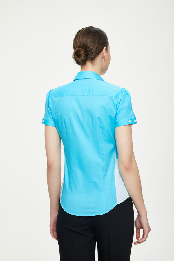 Giulietta Iconic Damen Hemd Kurzarm Poplin Stretch Hellblau