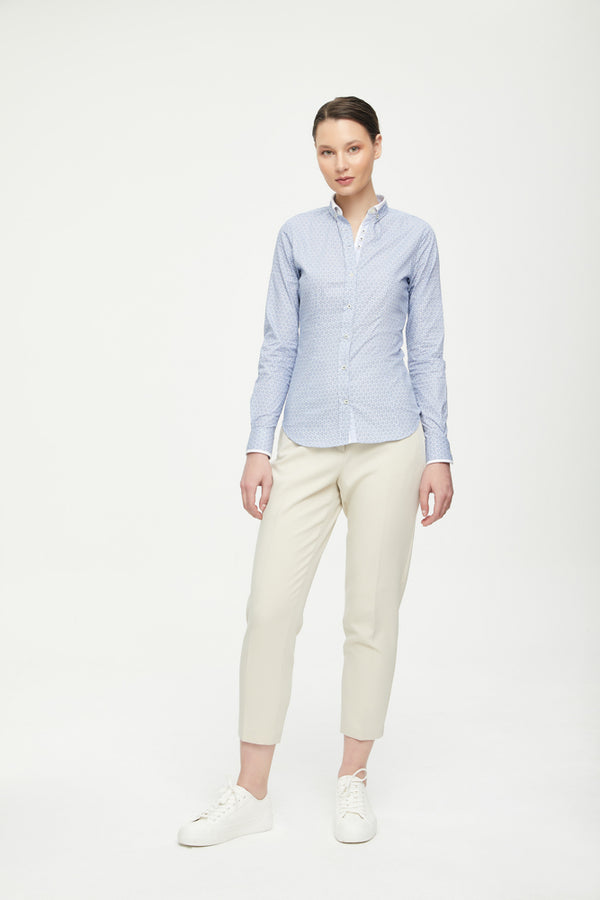 Camisa Mujer Silvia Iconic Algodon Azul Blanco