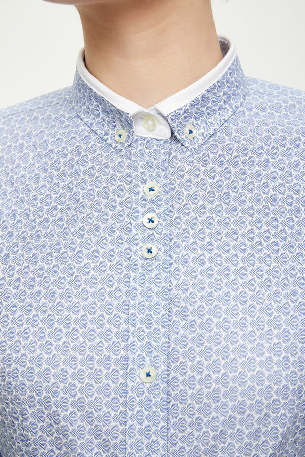 Camisa Mujer Silvia Iconic Algodon Azul Blanco