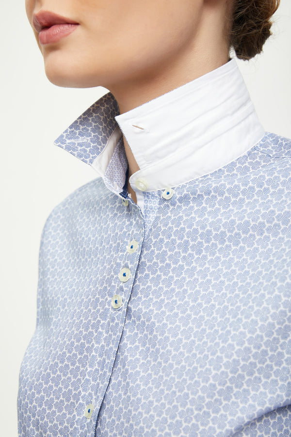Camisa Mujer Silvia Iconic Algodon Azul Blanco