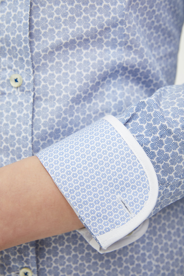 Camisa Mujer Silvia Iconic Algodon Azul Blanco