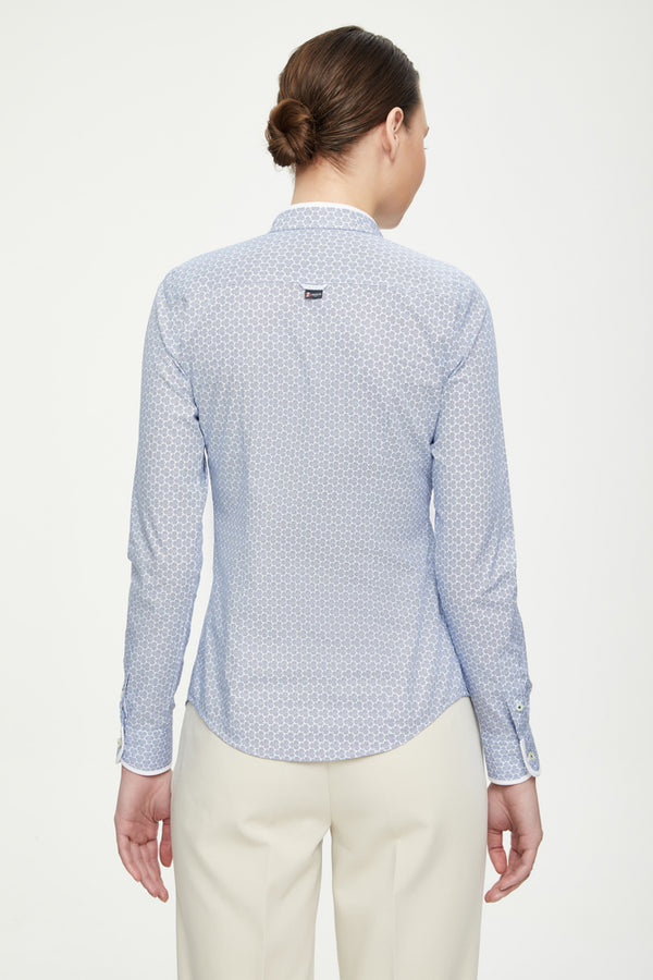 Camisa Mujer Silvia Iconic Algodon Azul Blanco