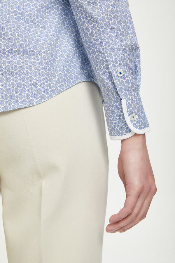 Camisa Mujer Silvia Iconic Algodon Azul Blanco