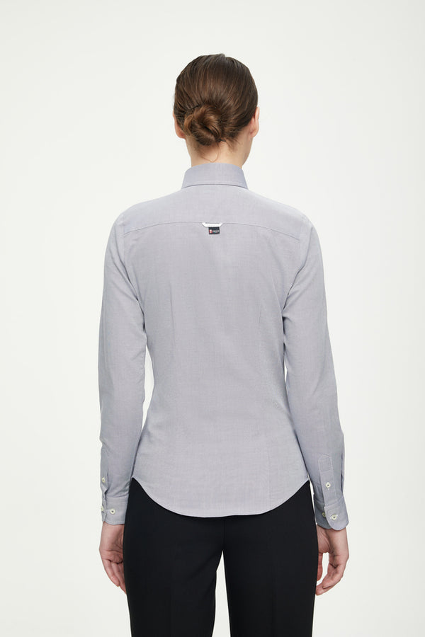 Camisa Mujer Cuello ItalianoOxford gris claro Lisa