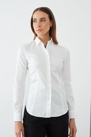 M Made in Italy Women's Button Down Shirt, White, X-Small 
