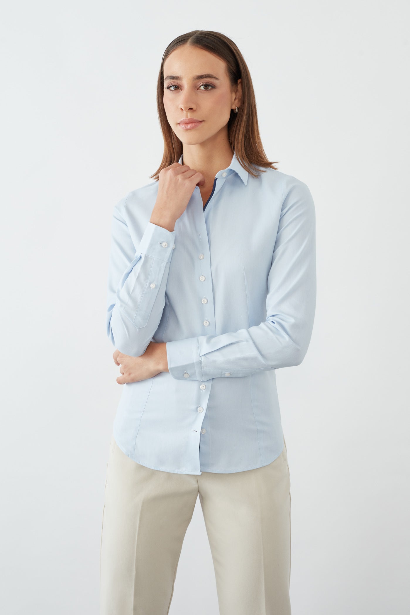 Beatrice Womens Light Blue Oxford Shirt | Slim Fit Style | 7camicie 46/L Beatrice Womens Light Blue Oxford Shirt | Slim Fit Style | 7camicie 46/L