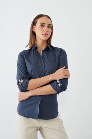 Chemise Femme Beatrice Sport Popelin Stretch Bleu