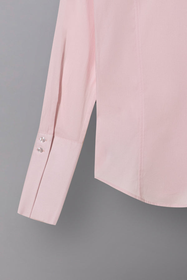 Spread Collar Poplin Stretch Women Shirt Pink Plain