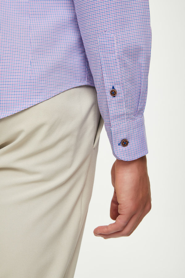 Button down Collar Poplin Man Shirt White Check
