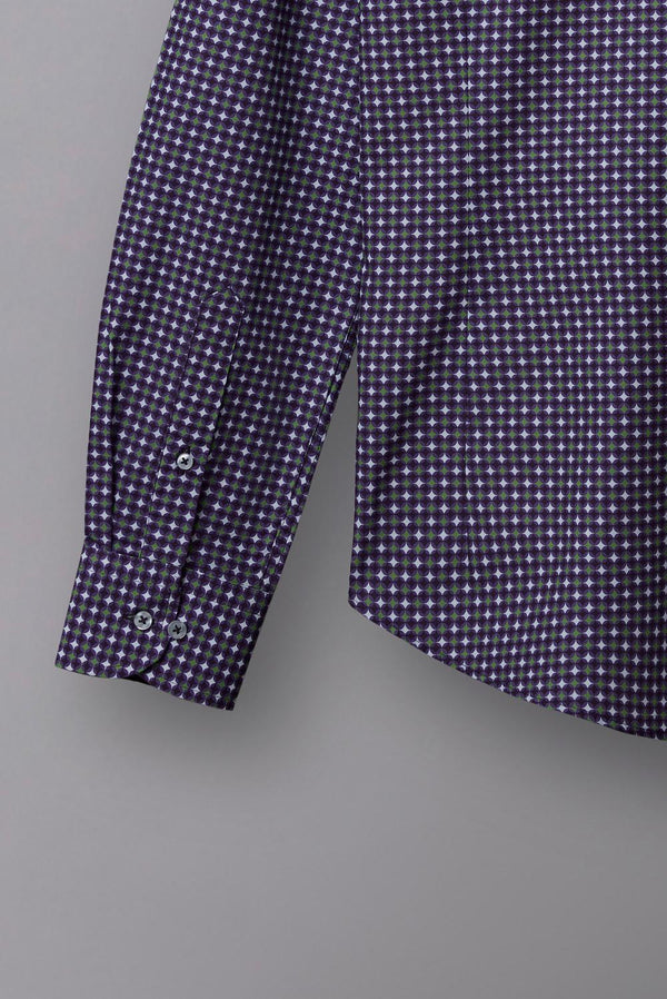 Button down Collar Poplin Man Shirt Purple Printed
