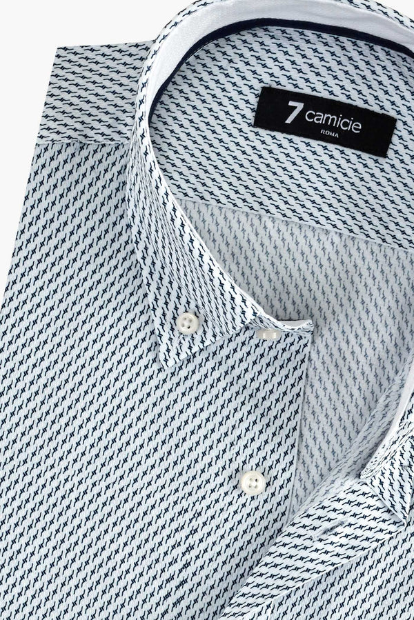 Camicia Uomo Leonardo Sport Armaturato Bianco Blu