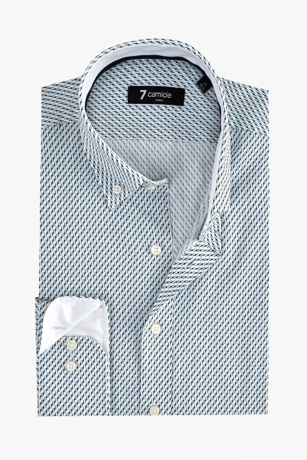 Camicia Uomo Leonardo Sport Armaturato Bianco Blu
