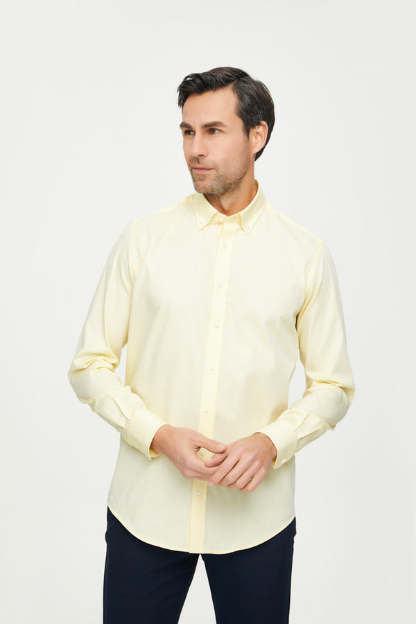 Camisa Hombre Leonardo Algodon Amarillo