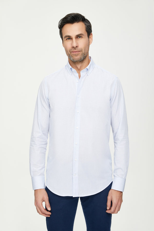 Leonardo Essential Cotton Man Shirt Light Blue White