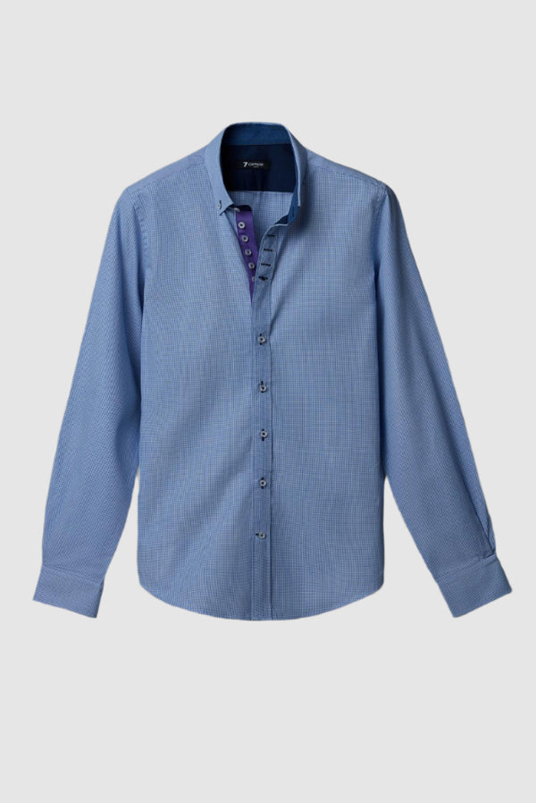 Chemise Homme Donatello Iconic Jacquard Blanc Bleu clair