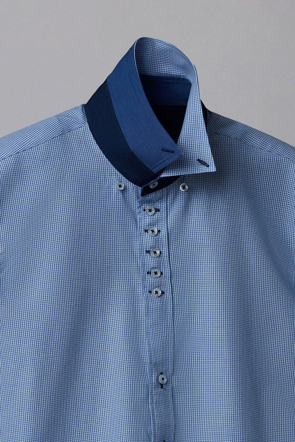 Camisa Hombre Donatello Iconic Jacquard Blanco Azul Claro