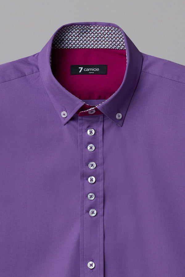 Donatello Iconic Poplin Stretch Man Shirt Purple