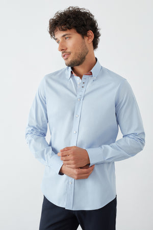 Donatello Iconic Herren Hemd Poplin Stretch Hellblau