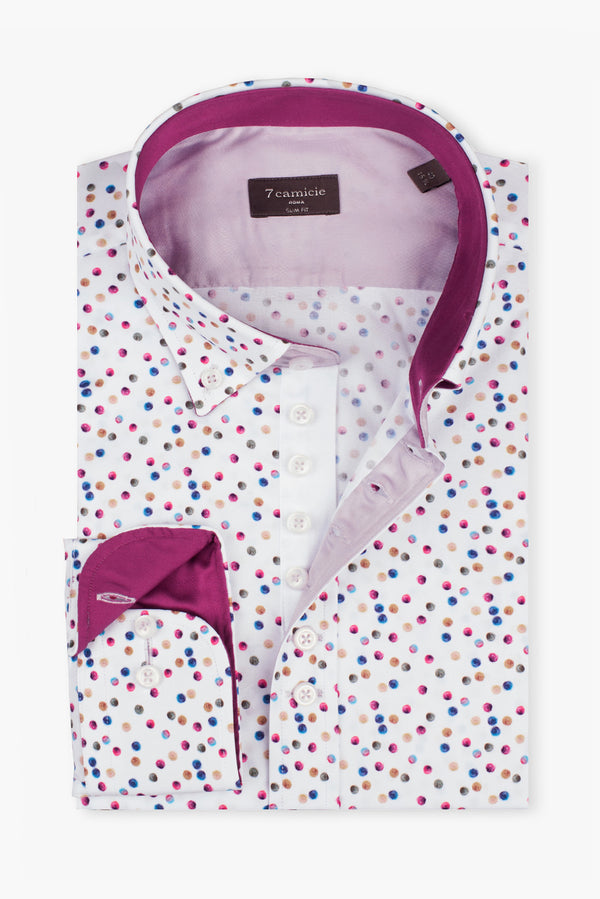 Camisa Hombre Donatello Iconic Popelin Blanco Rosa