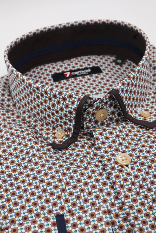 Renzo Iconic Poplin Man Shirt White Brown
