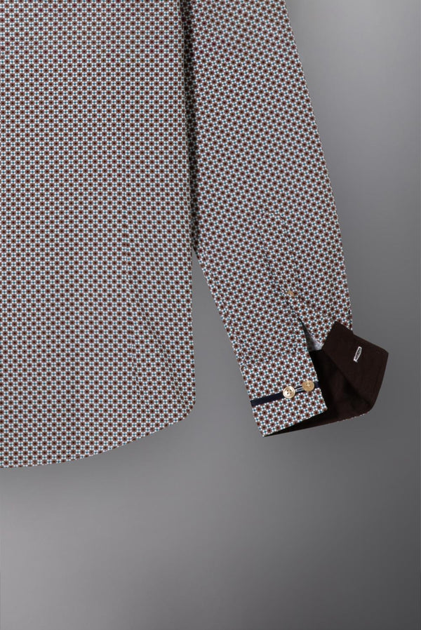 Renzo Iconic Poplin Man Shirt White Brown