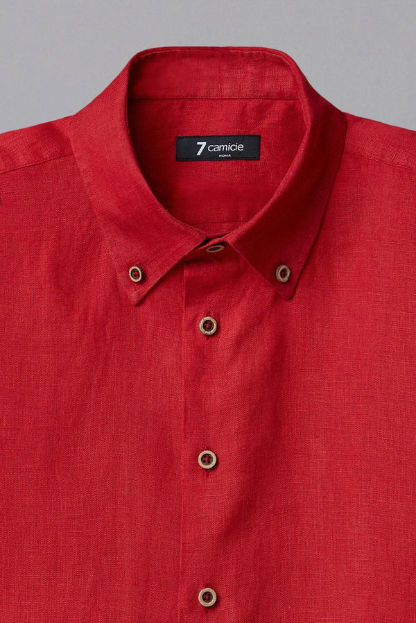 Leonardo Sport Linen Man Shirt Short Sleeve Red