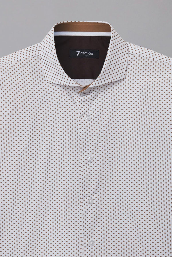 Cutaway Collar Poplin Man Shirt White Printed
