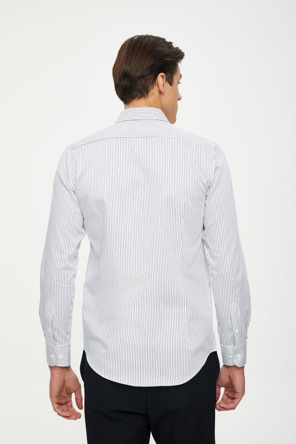 Camisa Hombre Firenze Essential Satin Blanco Azul