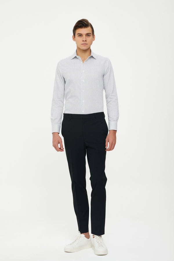 Camisa Hombre Firenze Essential Satin Blanco Azul