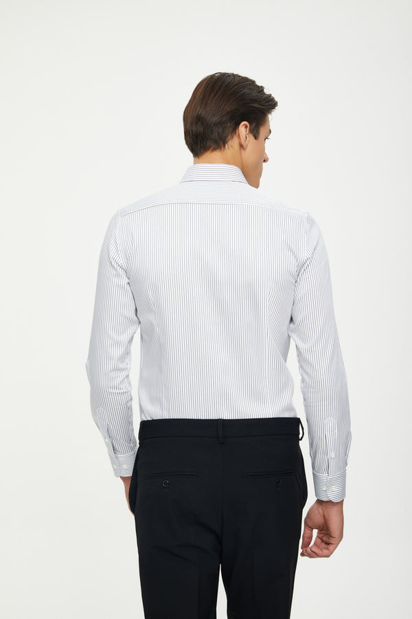 Camisa Hombre Firenze Essential Satin Blanco Azul
