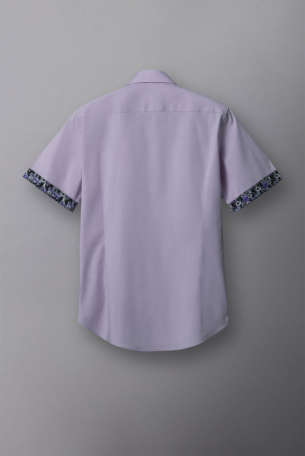 Giotto Iconic Poplin Stretch Man Shirt Short Sleeve Lilac