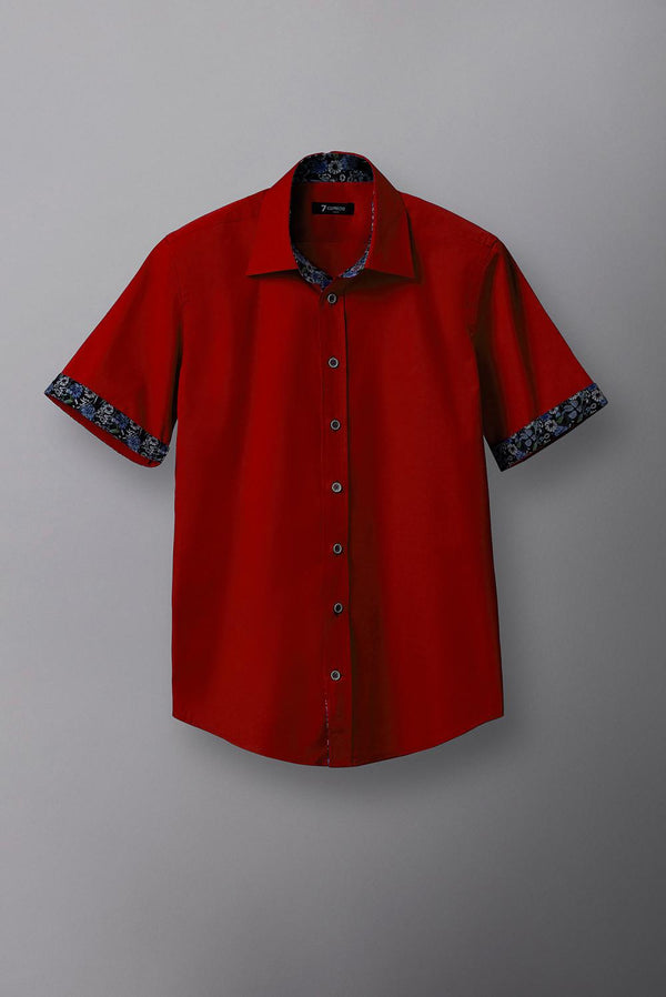 Giotto Iconic Poplin Stretch Man Shirt Short Sleeve Red