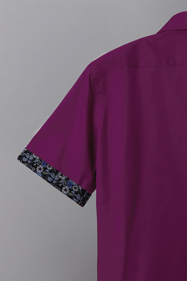 Giotto Iconic Poplin Stretch Man Shirt Short Sleeve Purple