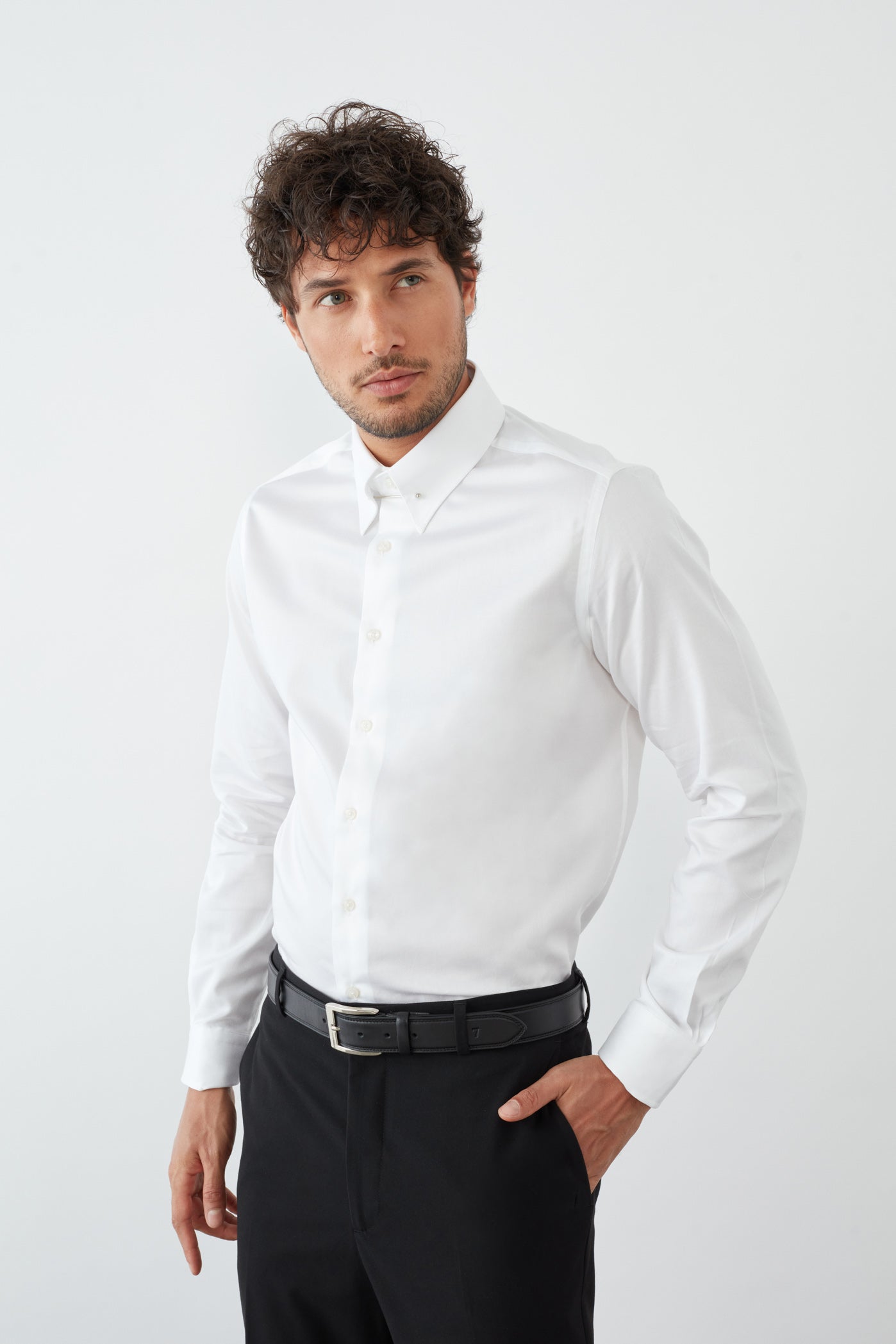 Chemise Homme Van Heusen Regular Fit Lux Satin Stretch - Blanc, Col écarté, Manchette Réglable, Infroissable, Taille 43 Cm