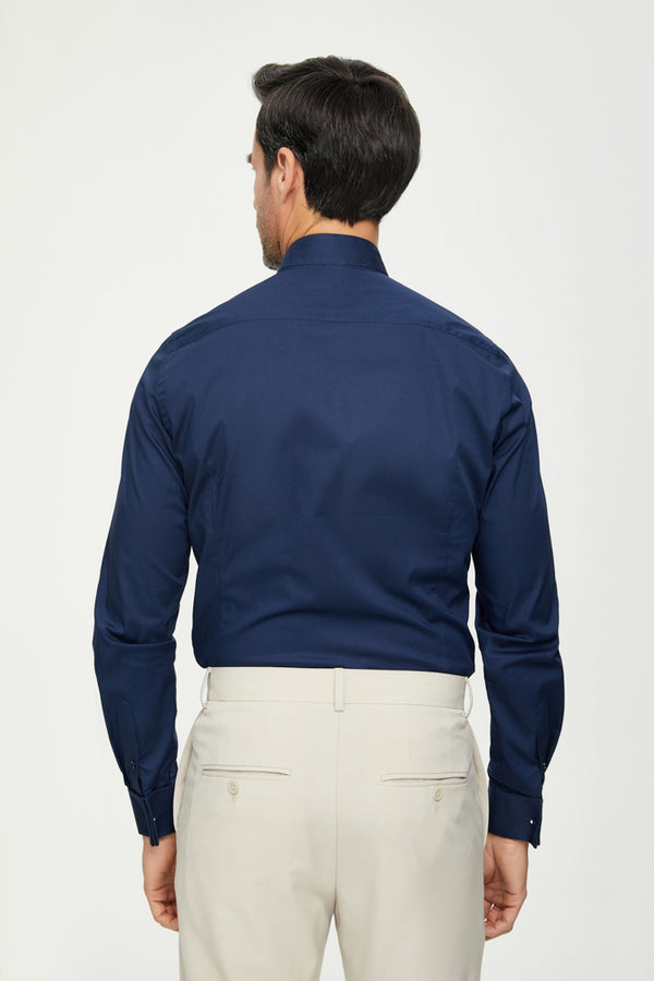 Milano Essentials Poplin Stretch Man Shirt Blue