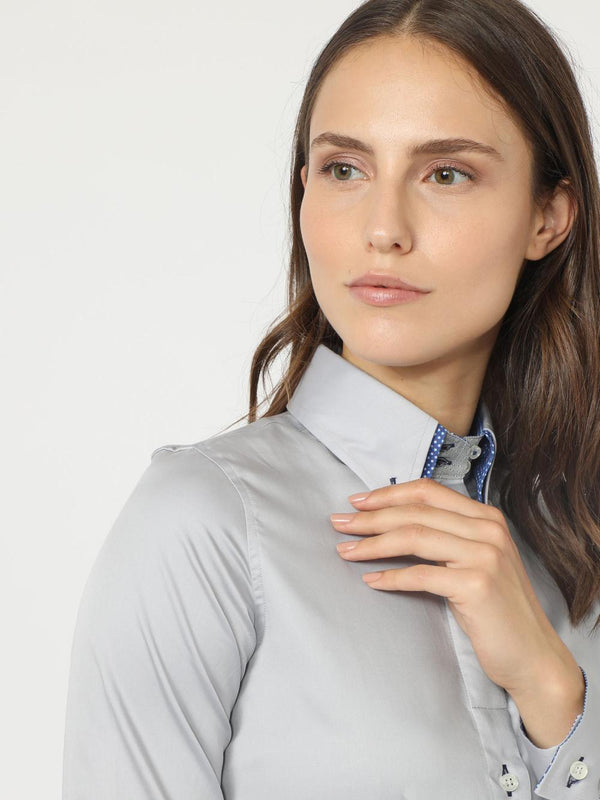 Elena Iconic Satin Women Shirt Grey