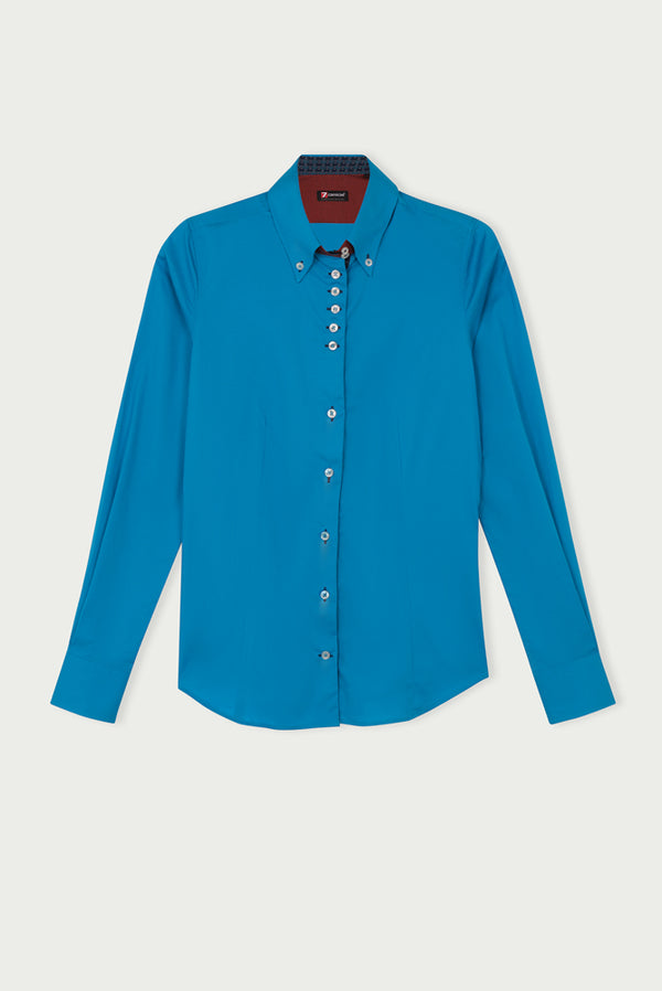 Silvia Iconic Poplin Stretch Women Shirt Light Blue