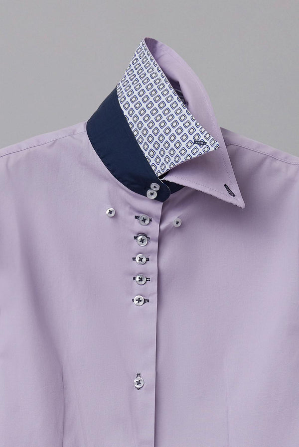 Button down Collar Poplin Stretch Women Shirt Lilac Plain