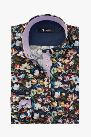 Camisa Mujer Silvia Iconic Popelin Negro Rosa