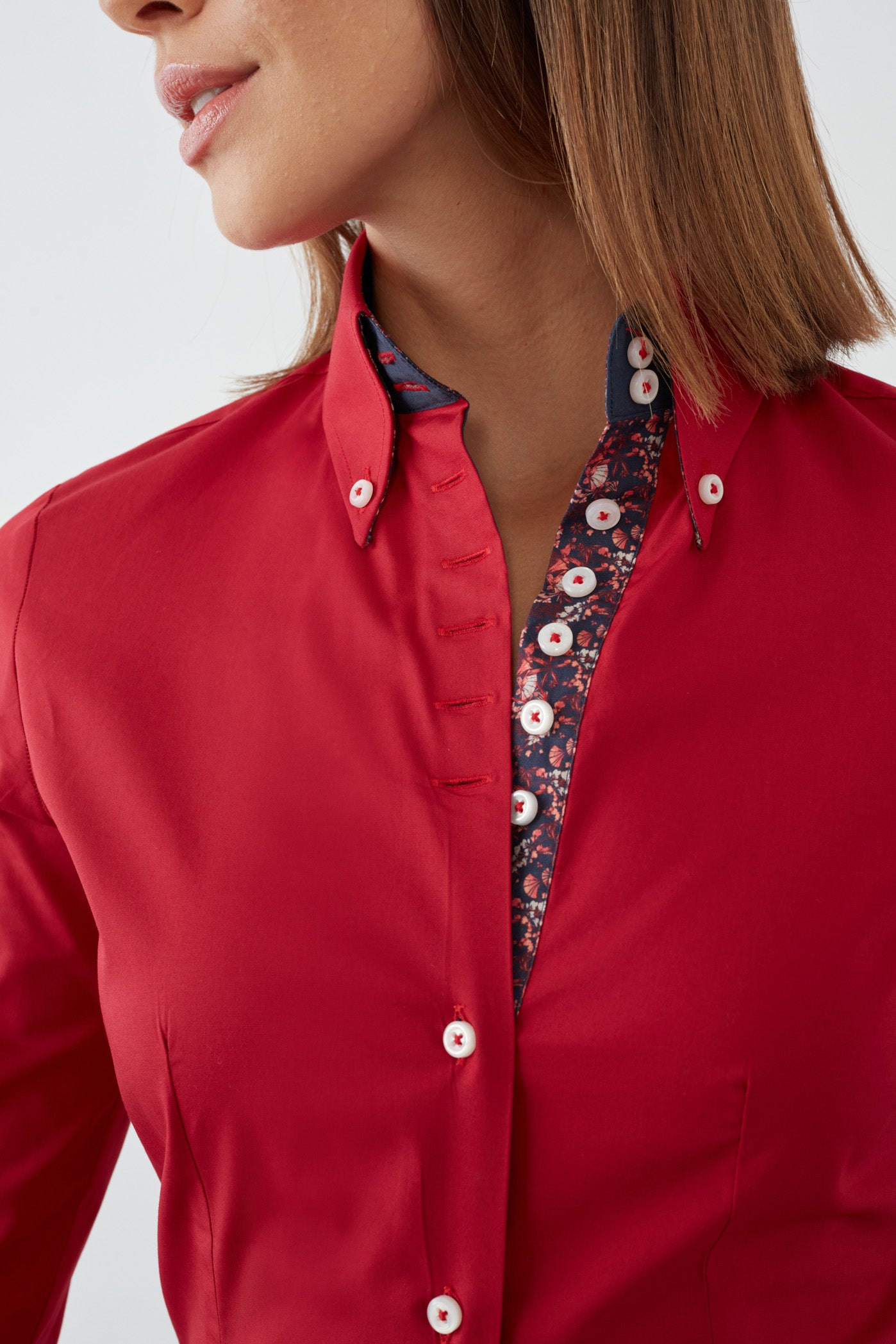 Women's Red Slim Fit Shirt Silvia | Italian Style Women's Red Slim Fit Shirt Silvia | Italian Style