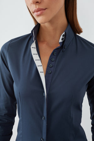 Silvia Iconic Poplin Stretch Women Shirt Blue